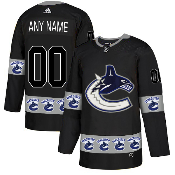 Vancouver Canucks Black Men's Customized Team Logos Fashion Adidas Jersey Vancouver Canucks Black Men's Customized Team Logos Fashion Adidas Jersey