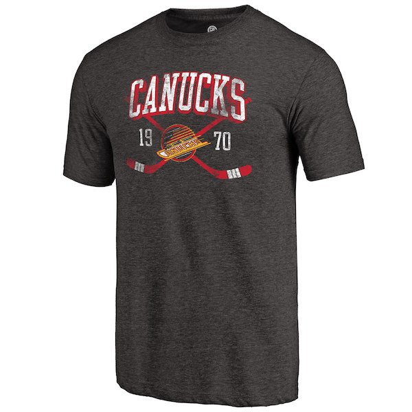 Vancouver Canucks Fanatics Branded Black Vintage Collection Line Shift Tri Blend T-Shirt Vancouver Canucks Fanatics Branded Black Vintage Collection Line Shift Tri Blend T-Shirt