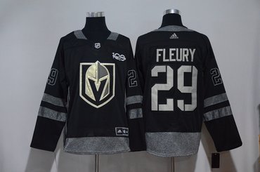 Vegas Golden Knights 29 Marc-Andre Fleury Black 1917-2017 100th Anniversary Adidas Jersey