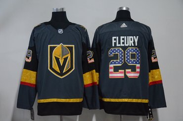 Vegas Golden Knights 29 Marc-Andre Fleury Gray USA Flag Adidas Jersey