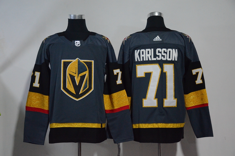 Vegas Golden Knights 71 William Karlsson Gray With Special Glittery Logo Adidas Jersey