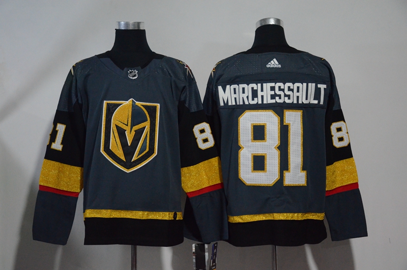 Vegas Golden Knights 81 Jonathan Marchessault Gray With Special Glittery Logo Adidas Jersey Vegas Golden Knights 81 Jonathan Marchessault Gray With Special Glittery Logo Adidas Jersey