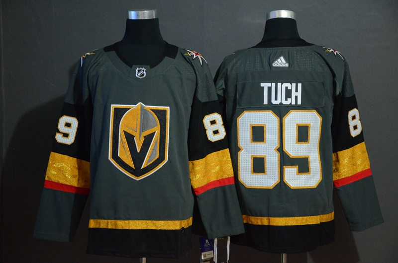 Vegas Golden Knights 89 Alex Tuch Gray With Special Glittery Logo Adidas Jersey Vegas Golden Knights 89 Alex Tuch Gray With Special Glittery Logo Adidas Jersey