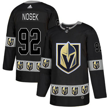 Vegas Golden Knights 92 Tomas Nosek Black Team Logos Fashion Adidas Jersey