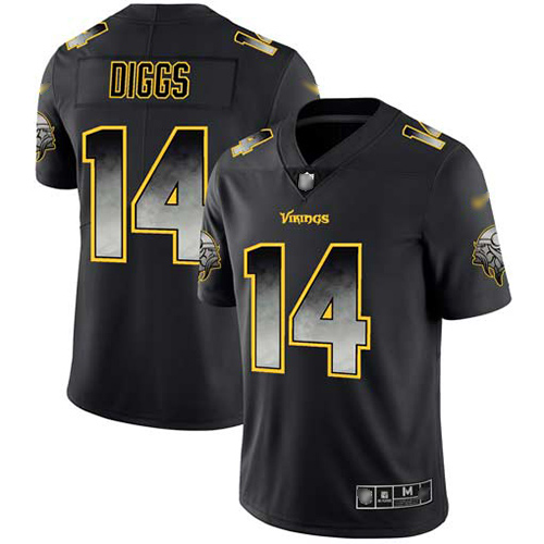 Vikings #14 Stefon Diggs Black Men's Stitched Football Vapor Untouchable Limited Smoke Fashion Jersey Vikings #14 Stefon Diggs Black Men's Stitched Football Vapor Untouchable Limited Smoke Fashion Jersey