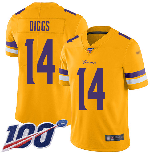 Vikings #14 Stefon Diggs Gold Youth Stitched Football Limited Inverted Legend 100th Season Jersey Vikings #14 Stefon Diggs Gold Youth Stitched Football Limited Inverted Legend 100th Season Jersey