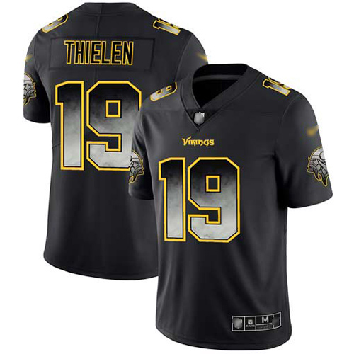 Vikings #19 Adam Thielen Black Men's Stitched Football Vapor Untouchable Limited Smoke Fashion Jersey Vikings #19 Adam Thielen Black Men's Stitched Football Vapor Untouchable Limited Smoke Fashion Jersey
