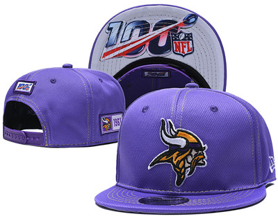 Vikings Team Logo Purple 100th Seanson Adjustable Hat YD