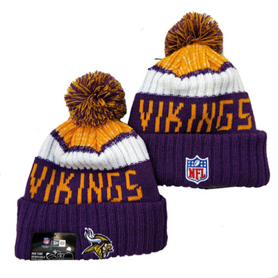 Vikings Team Logo Purple Pom Knit Hat YD