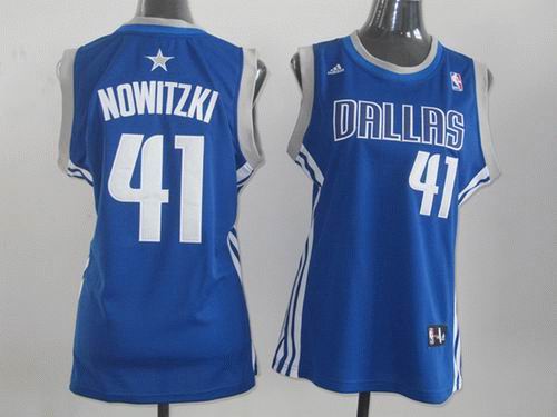 WOMEN Dallas Mavericks 41 Dirk Nowitzki BLUE Jersey