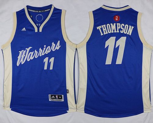 Warriors #11 Klay Thompson Blue 2015-2016 Christmas Day Stitched NBA Jersey
