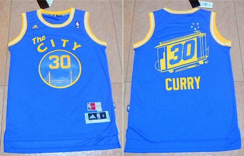 Warriors #30 Stephen Curry Blue Throwback The City Stitched NBA Jersey