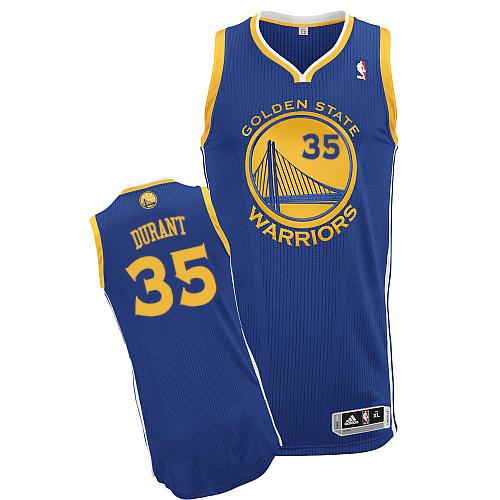 Warriors #35 Kevin Durant Blue Road Stitched NBA Jersey