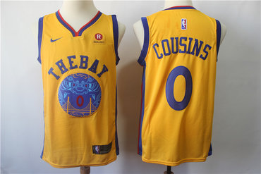 Warriors 0 DeMarcus Cousins Gold City Edition Nike Swingman Jersey