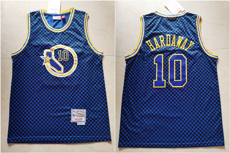 Warriors 10 Tim Hardaway Blue Hardwood Classics Jersey