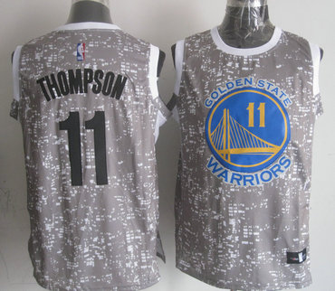 Warriors 11 Klay Thompson Gray City Luminous Jersey