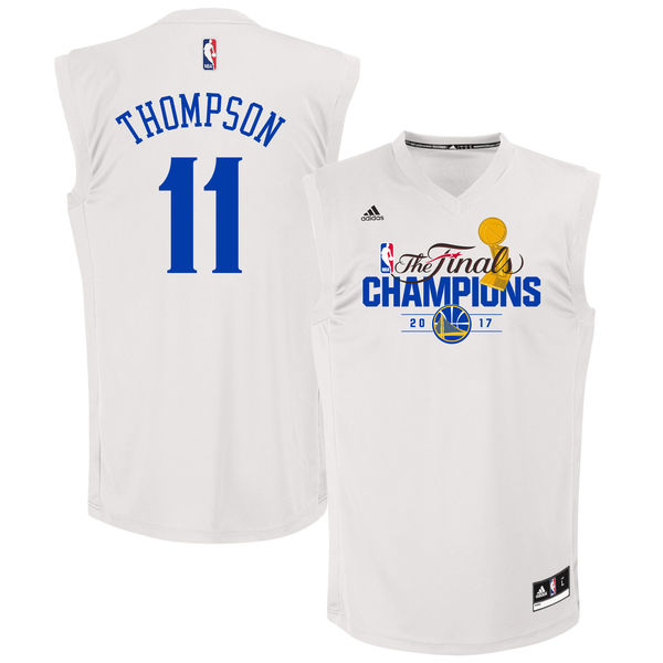 Warriors 11 Klay Thompson White 2017 NBA Champions Replica Jersey