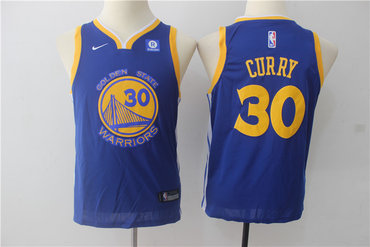 Warriors 30 Stephen Curry Blue Youth Nike Swingman Jersey