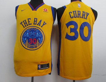 Warriors 30 Stephen Curry Gold City Edition Authentic Jersey