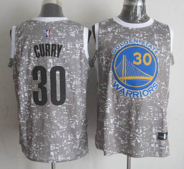 Warriors 30 Stephen Curry Gray City Luminous Jersey