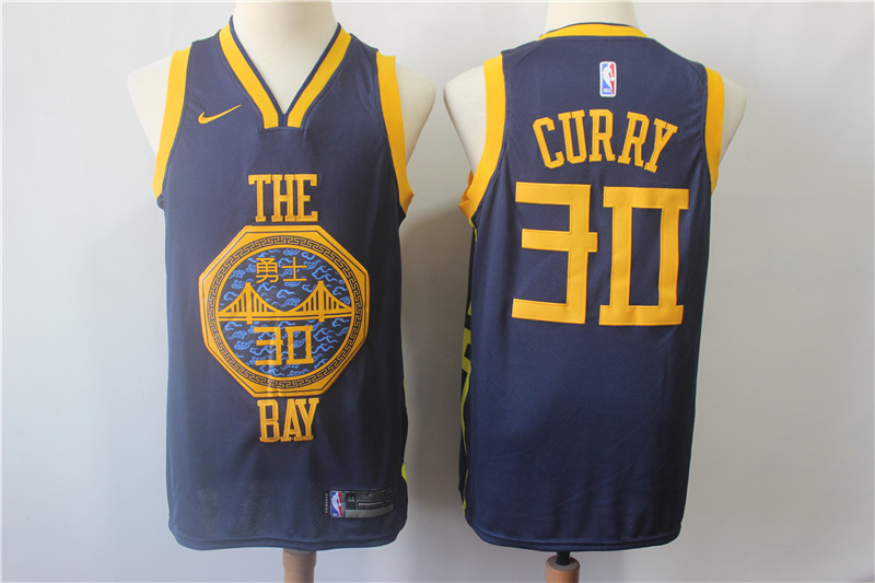 Warriors 30 Stephen Curry Navy 2018-19 City Edition Nike Swingman Jersey