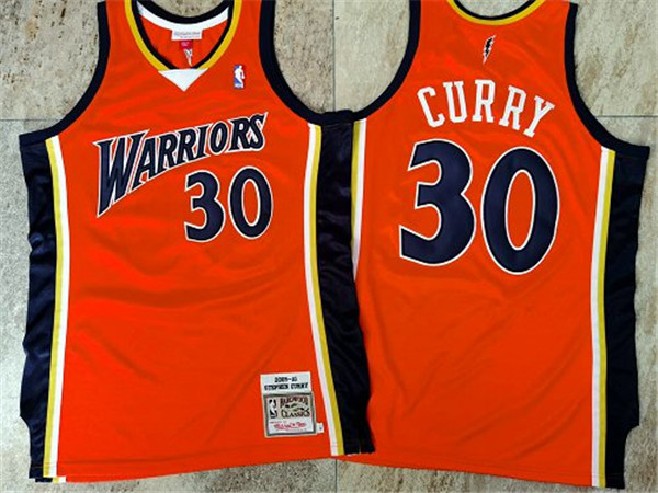 Warriors 30 Stephen Curry Orange 2009-10 Hardwood Classics Jersey