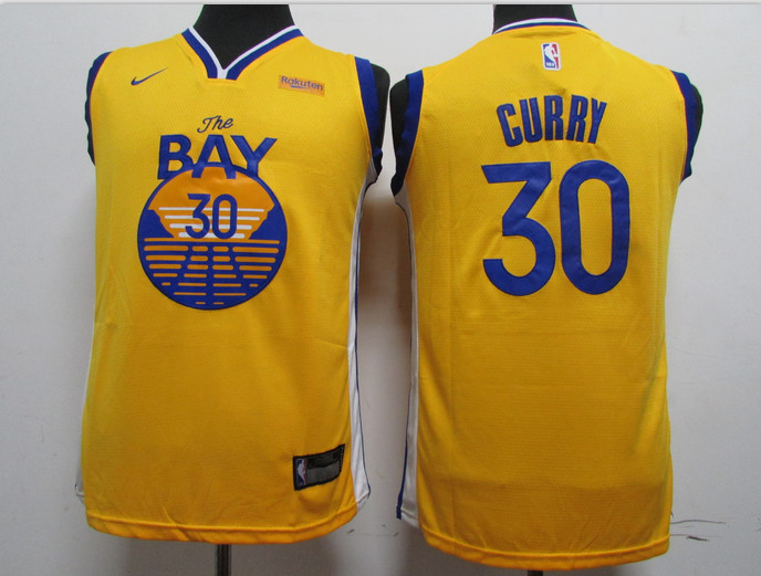Warriors 30 Stephen Curry Yellow 2020 New Nike Swingman Jersey