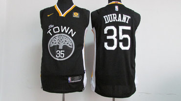 Warriors 35 Kevin Durant Black 2017-18 Nike Jersey