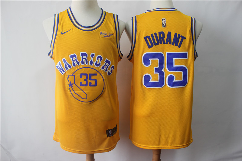 Warriors 35 Kevin Durant Gold Nike Swingman Jersey