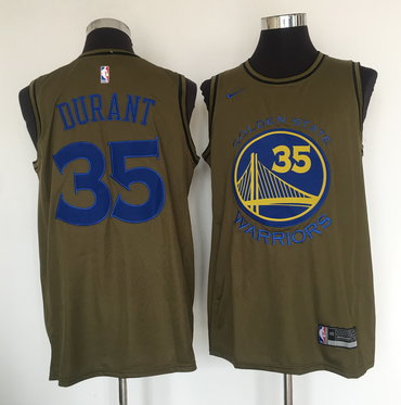 Warriors 35 Kevin Durant Olive Nike Swingman Jersey