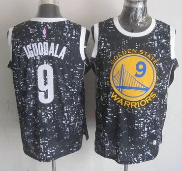 Warriors 9 Andre Iguodala Black City Luminous Jersey