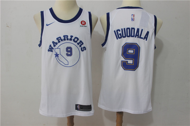 Warriors 9 Andre Iguodala White Nike Throwback Swingman Jersey