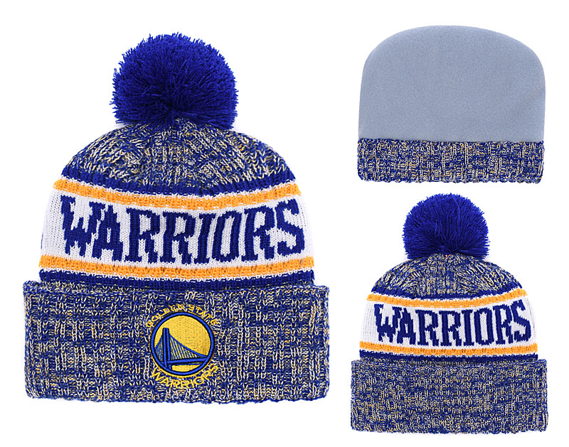 Warriors Fresh Logo Royal Pom Knit Hat YD