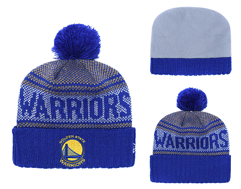 Warriors Fresh Logo Royal Pom Knit Hat YD