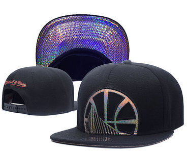 Warriors Sequins Logo Black Mitchell & Ness Adjustable Hat GS