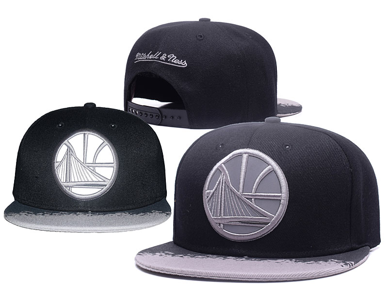 Warriors Team Logo Black Mitchell & Ness Adjustable Hat GS