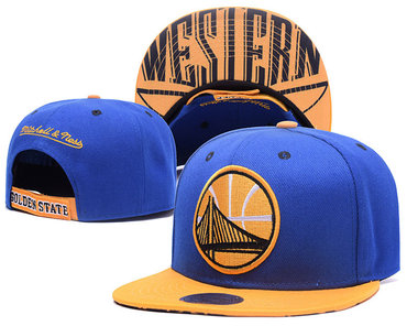 Warriors Team Logo Blue Mitchell & Ness Adjustable Hat GS