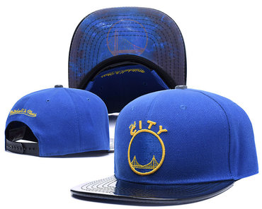 Warriors Team Logo Blue Mitchell & Ness Adjustable Hat LH