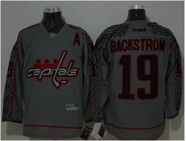 Washington Capitals #19 Nicklas Backstrom Charcoal Cross Check Fashion Stitched NHL Jersey