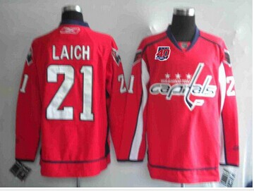 Washington Capitals #21 Brooks Laich Red 40th Anniversary Stitched NHL Jersey