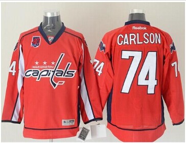 Washington Capitals #74 John Carlson Red 40th Anniversary Stitched NHL Jersey