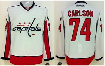 Washington Capitals #74 John Carlson White Stitched NHL Jersey