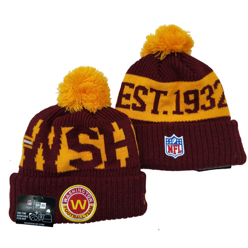 Washington Football Team Team Logo Red 2020 NFL Sideline Pom Cuffed Knit Hat YD