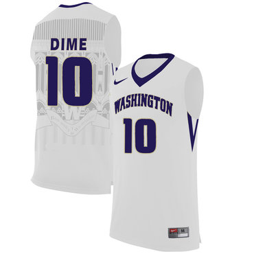 Washington Huskies 10 Malik Dime White College Basketball Jersey