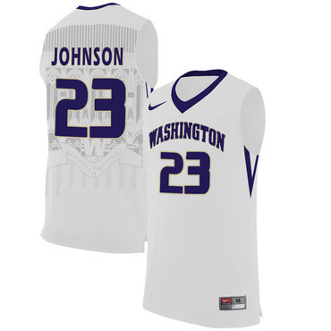 Washington Huskies 23 Carlos Johnson White College Basketball Jersey