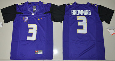 Washington Huskies 3 Jake Browning Purple Youth College Jersey