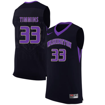 Washington Huskies 33 Sam Timmins Black College Basketball Jersey
