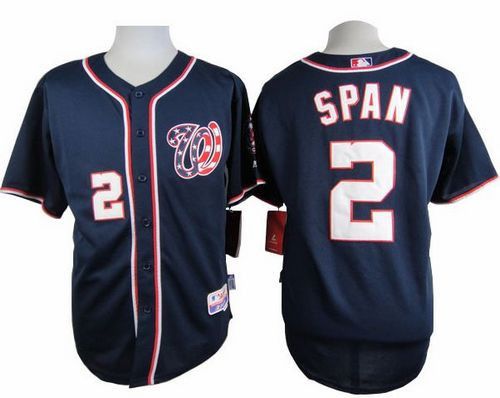 Washington Nationals #2 Denard Span Navy Blue Cool Base Stitched Baseball Jersey
