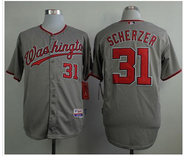 Washington Nationals #31 Max Scherzer Grey Cool Base Stitched Baseball Jersey