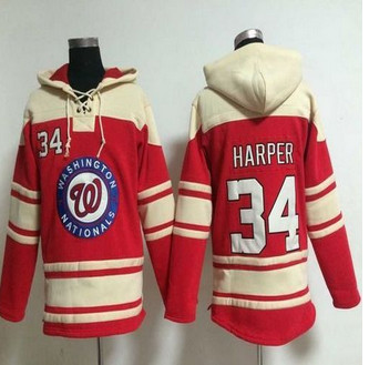 Washington Nationals #34 Bryce Harper Red Sawyer Hooded Sweatshirt Baseball Hoodie Washington Nationals #34 Bryce Harper Red Sawyer Hooded Sweatshirt Baseball Hoodie